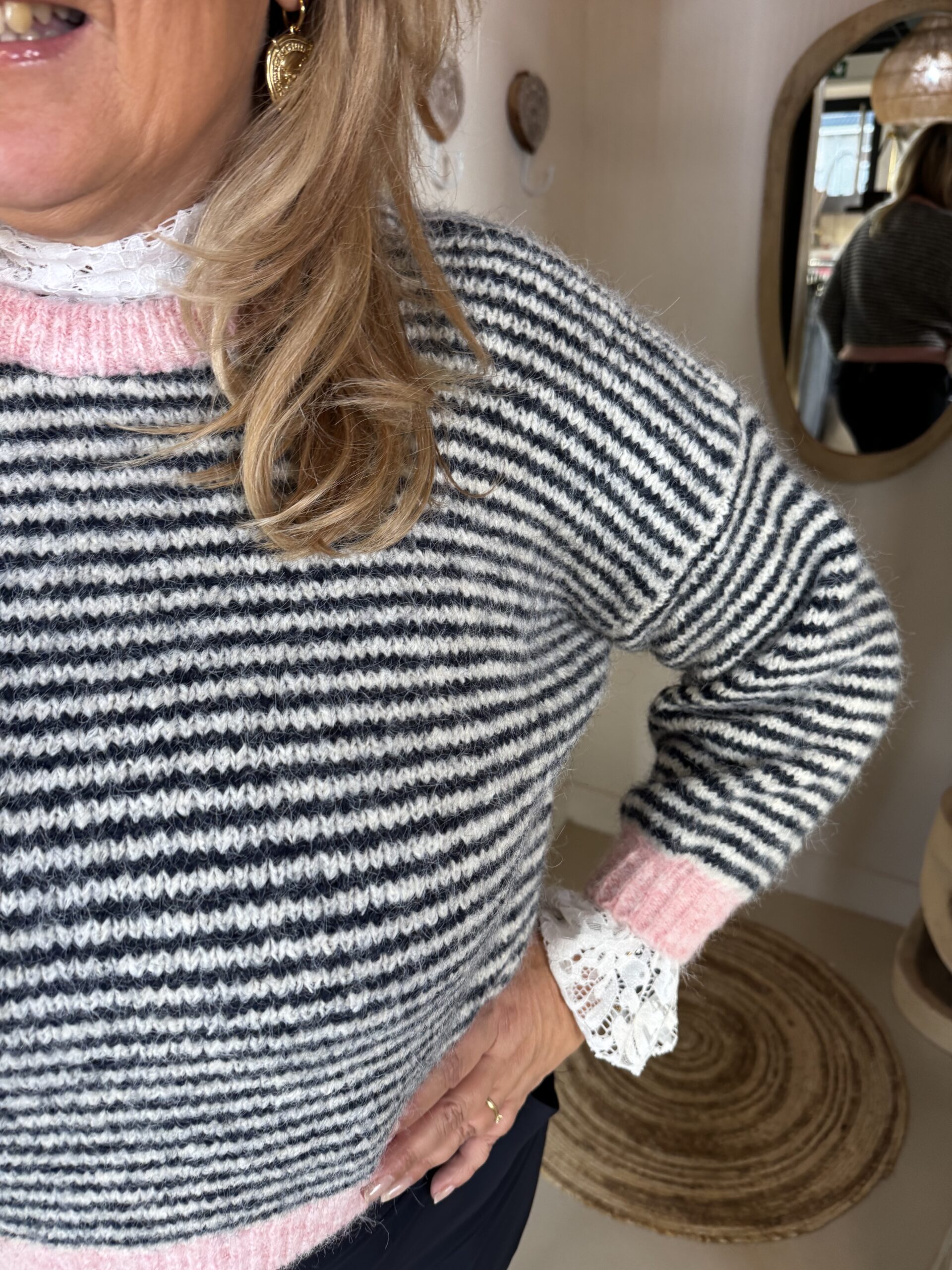 Breton Striped Trui Blauw 51187 met Kleuraccent - Afbeelding 2