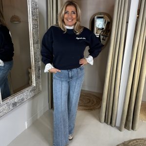 Alternative view of Jeans Britt Stretch Straight Jeans met Voornaad