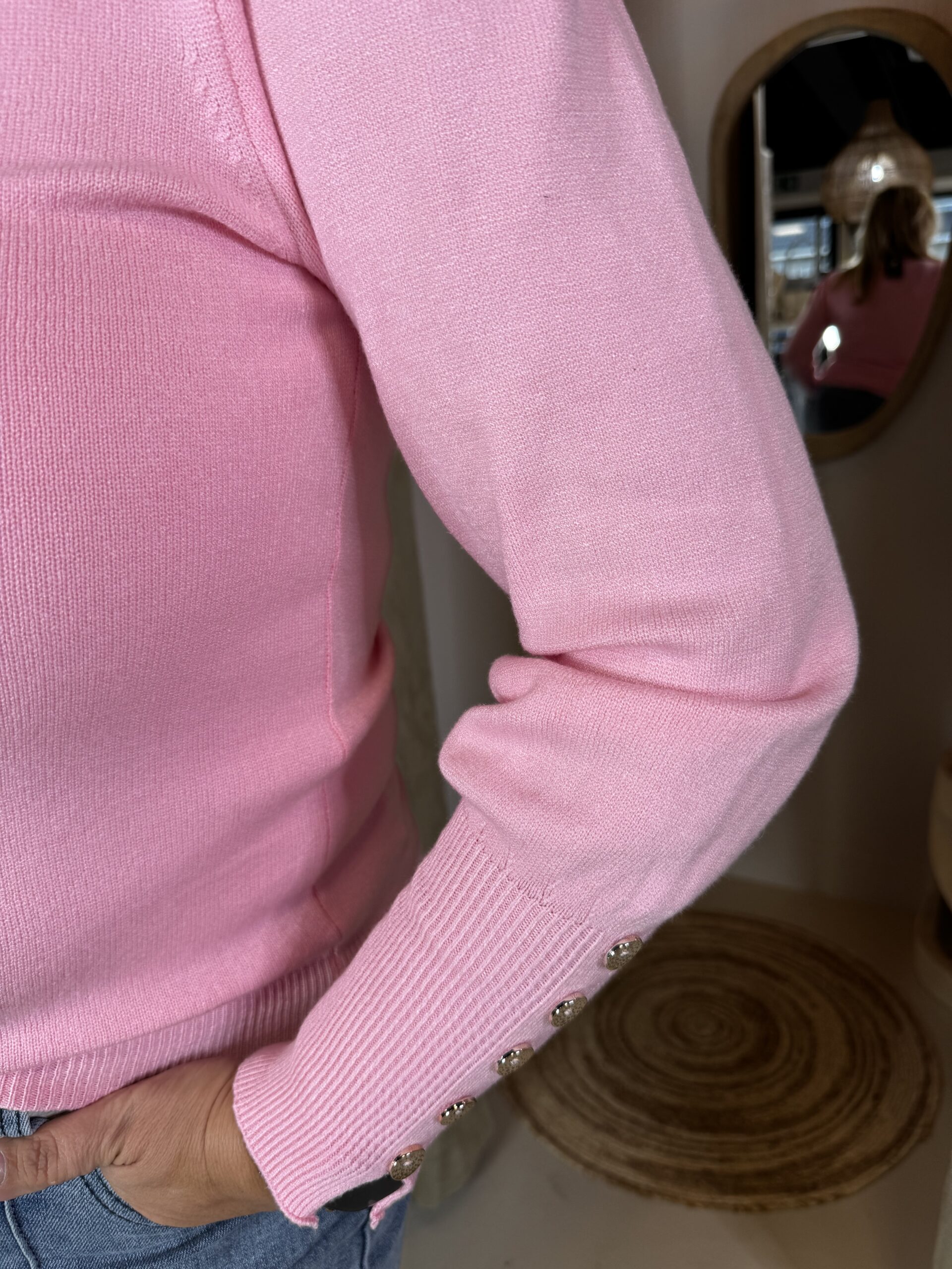 Trui Sofie met subtiele Pofmouw Roze - Afbeelding 2