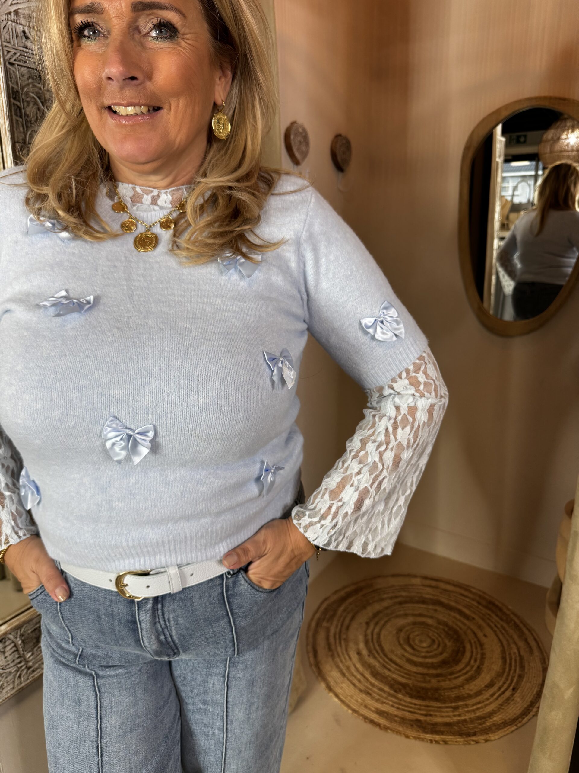 Kanten Top Bobbi Licht Blauw - Afbeelding 4