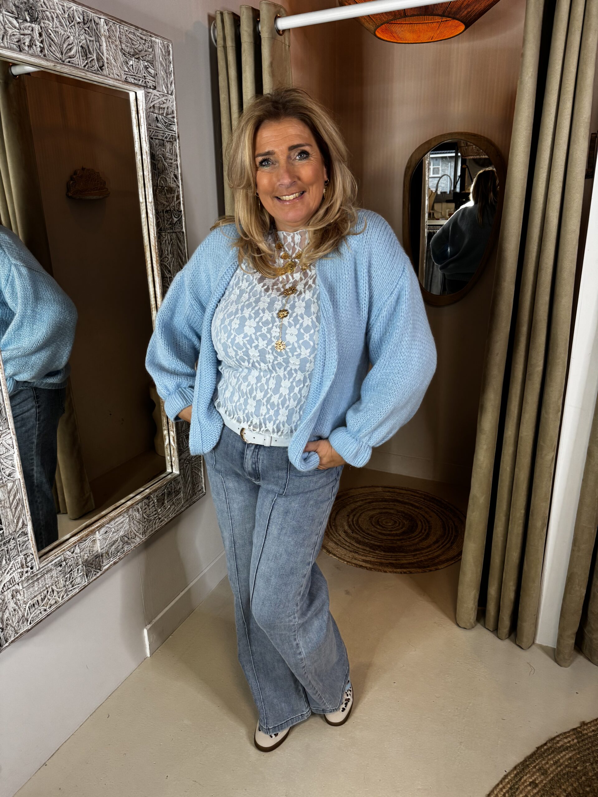 Vest Bodine 1395 Ruffle Mouw Blauw - Afbeelding 4