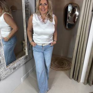 Satijn look hemdje met kant 244-633 Off-White