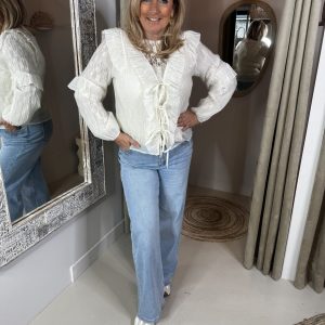 Tencel Vestje Bonita 5226 met Roezels Off-White