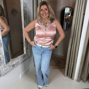 Satijn look hemdje met kant 244-633 Roze