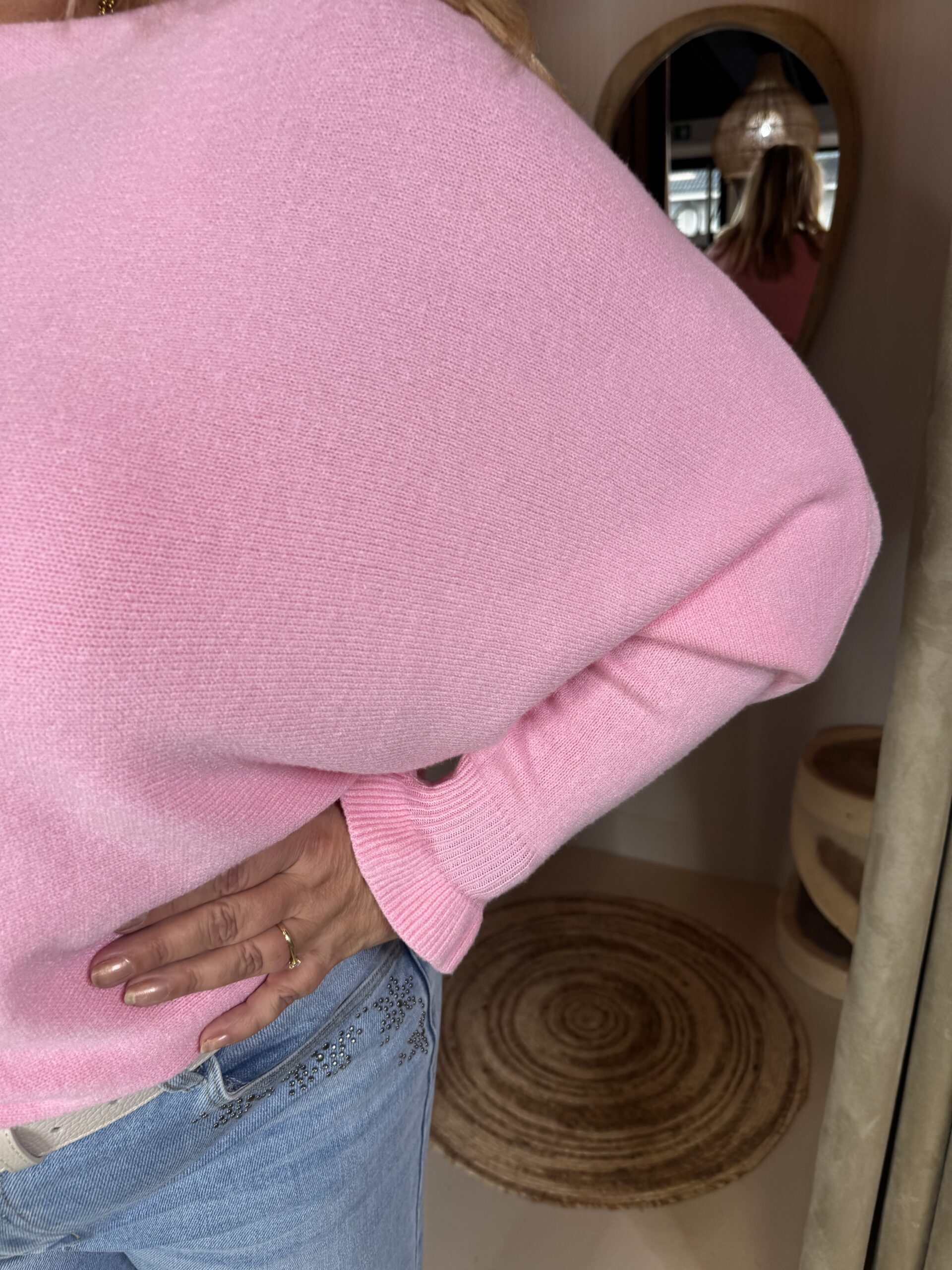 Vleermuis Trui Ruffle Mouw Roze - Afbeelding 2