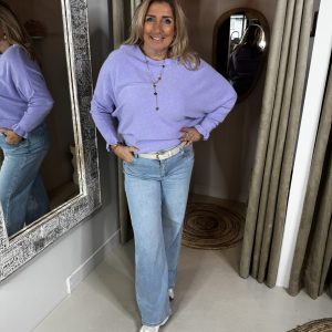 Vleermuis Trui Ruffle Mouw Lila