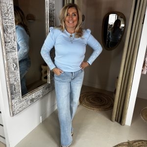 Sweater Kanten Mouw Caitlin 70118 Licht Blauw