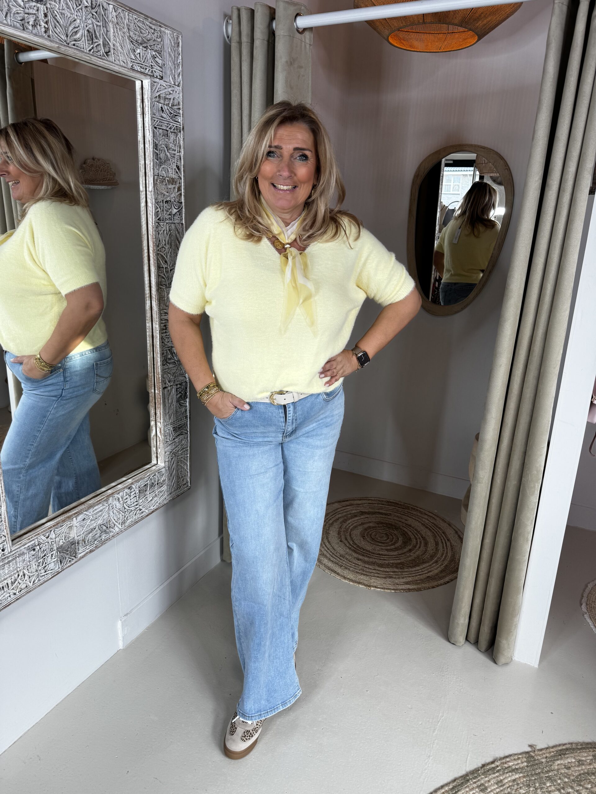 Alpaca Trui Cherine T24 met Sjaaltje Geel