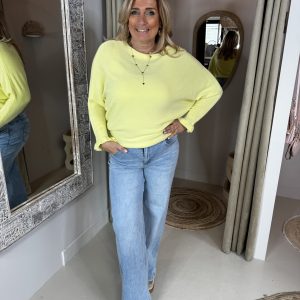 Vleermuis Trui Ruffle Mouw Geel