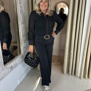 Mi Piace Travelstof Blouse 202694 Kant Zwart