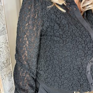 Alternative view of Mi Piace Travelstof Blouse 202694 Kant Zwart