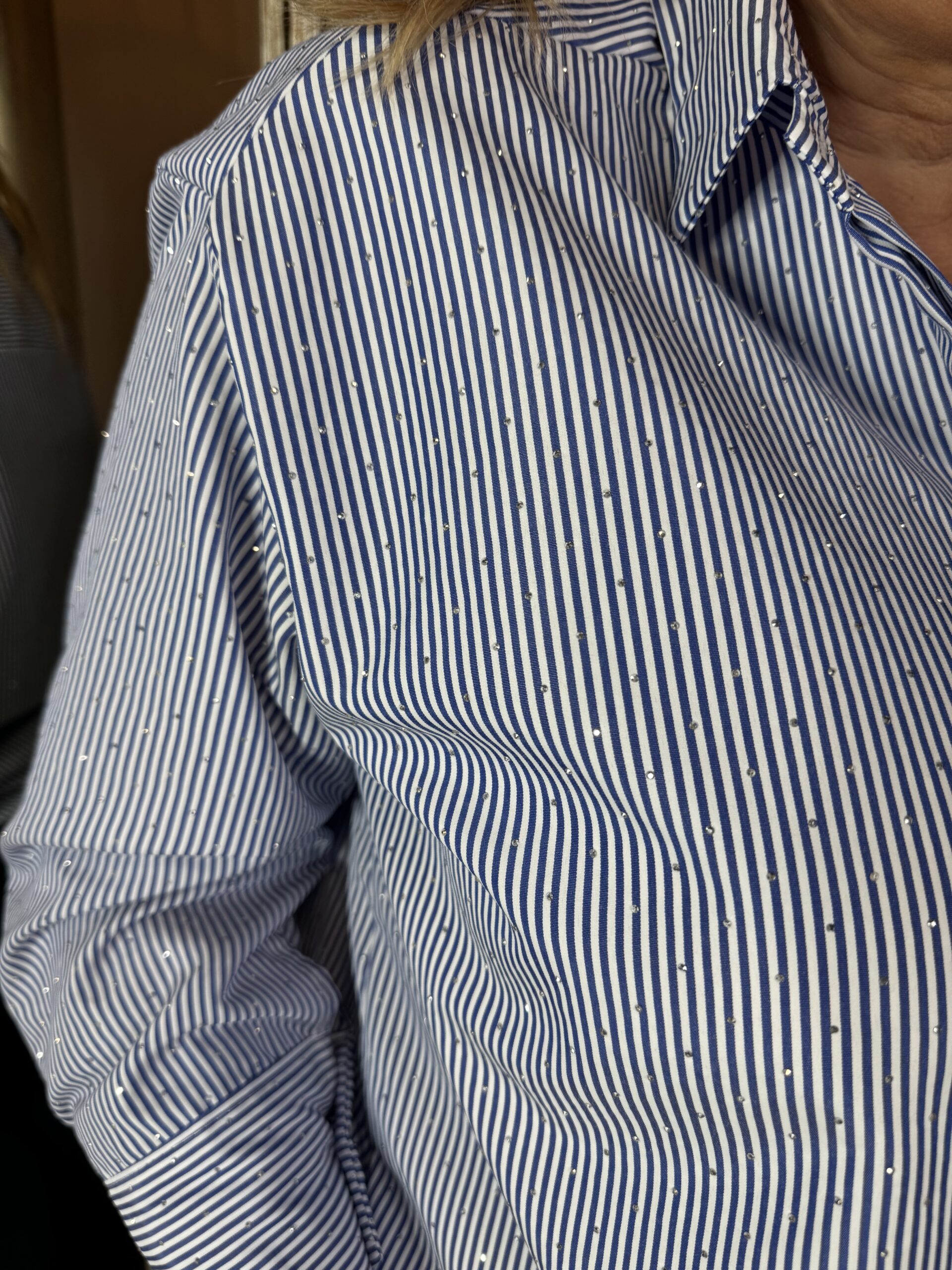 Katoenen Blouse 112858 Streep met Studs Blauw - Afbeelding 2