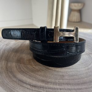 Leren Riem Hera Croco Zwart