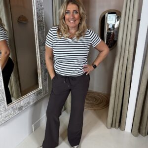 Mi Piace Travelstof Shirt 202080 Espresso/Off-White Stripe