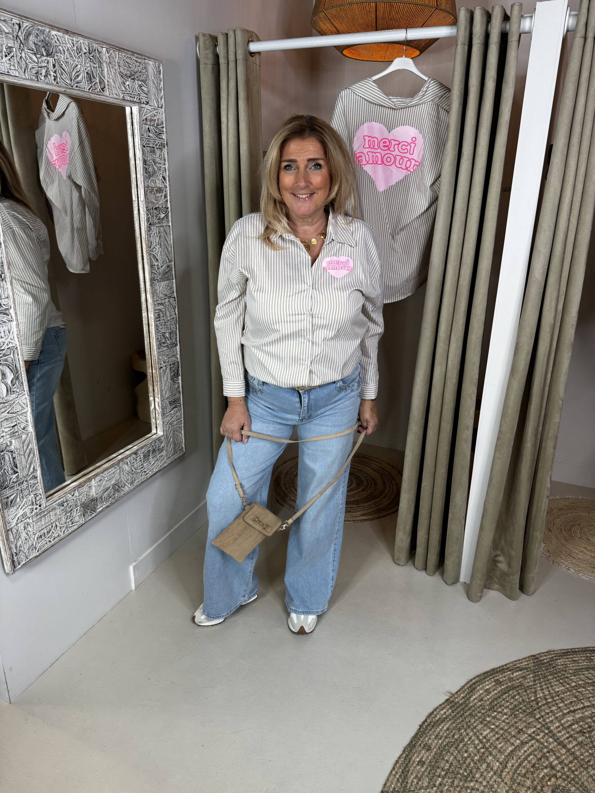 Streep Blouse 2394 Streep Merci Zand