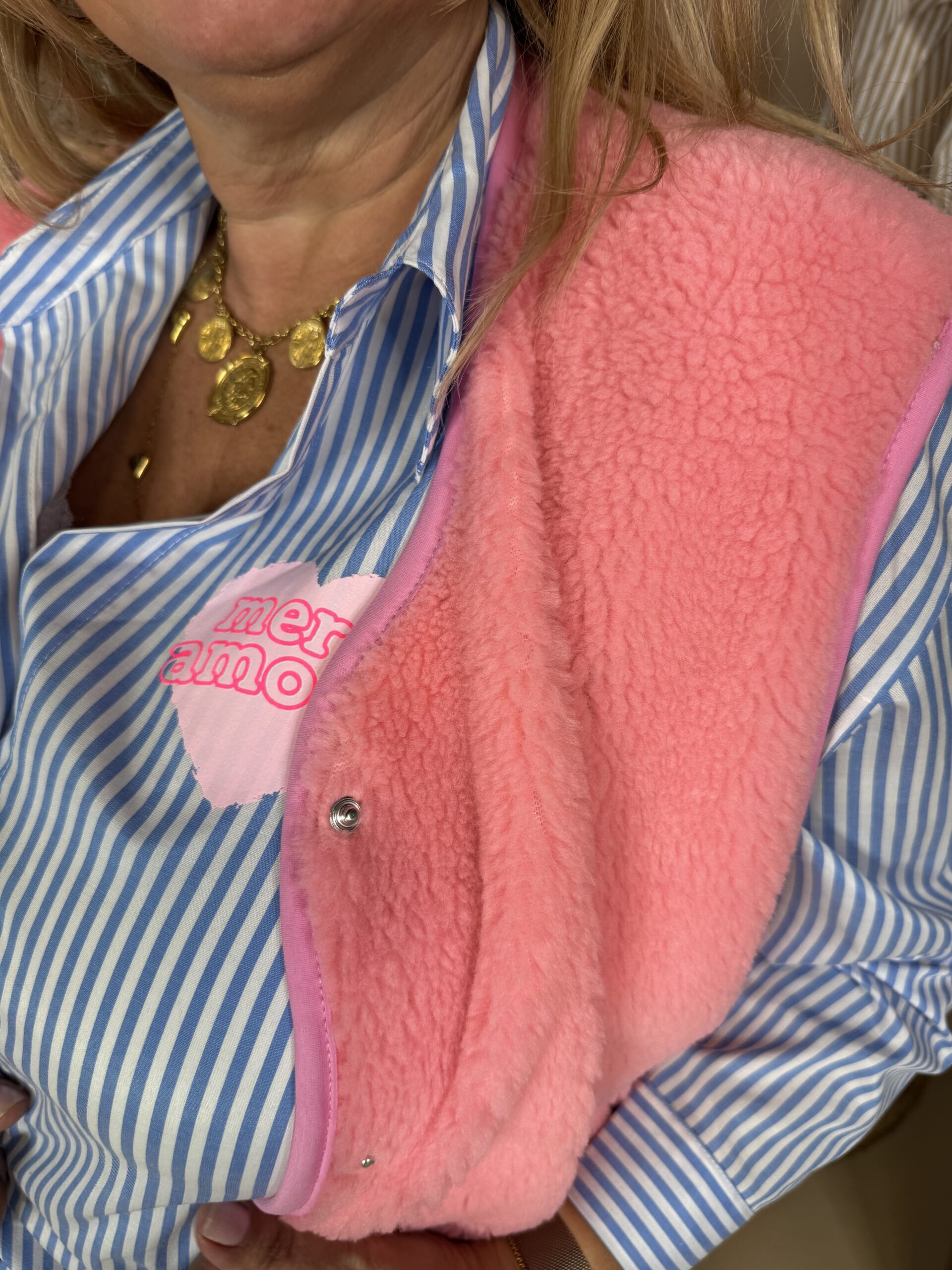 Streep Blouse 2394 Streep Merci Blauw - Afbeelding 5