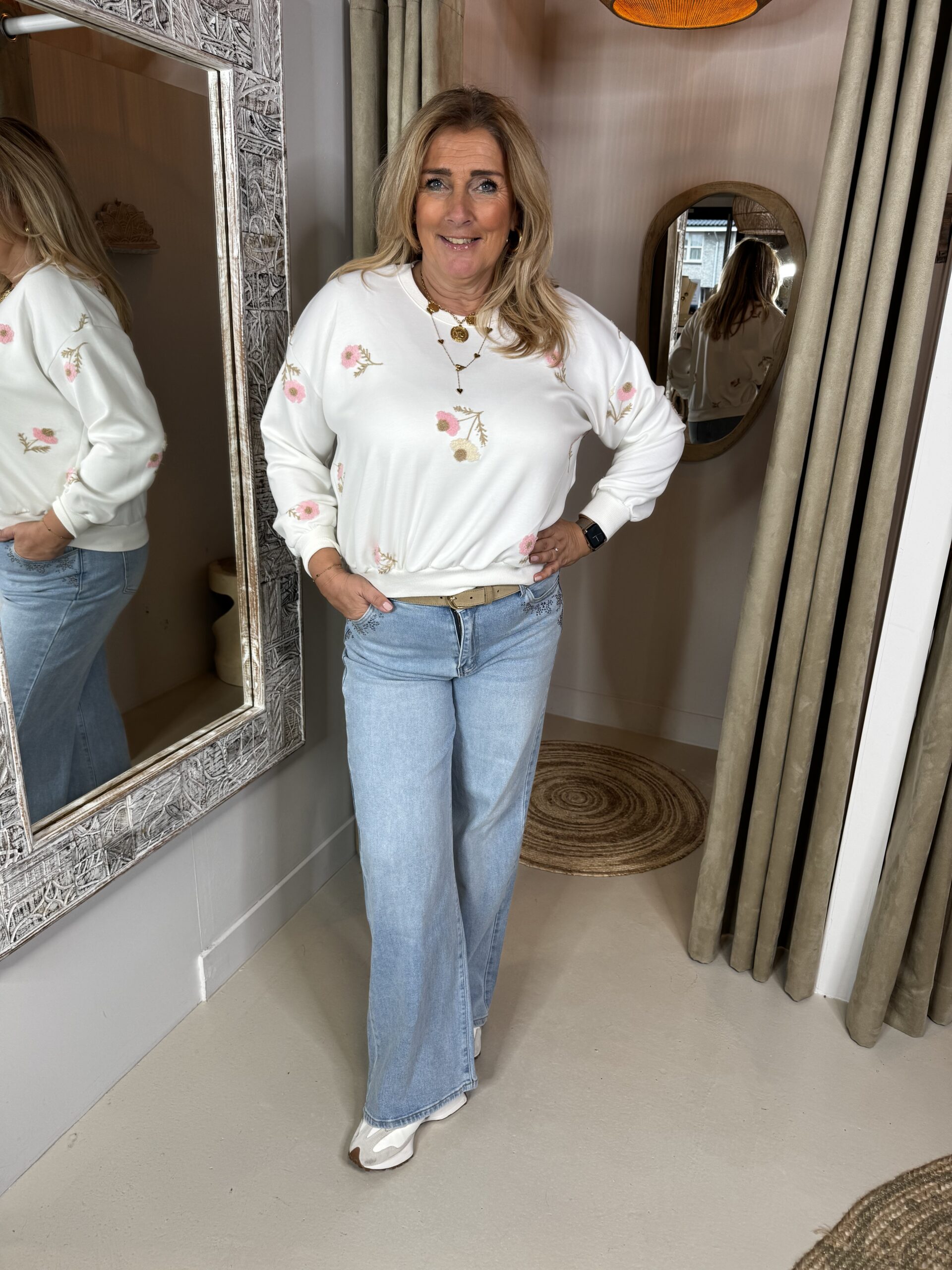 Sweater 77890 Bloemetjes Off-White