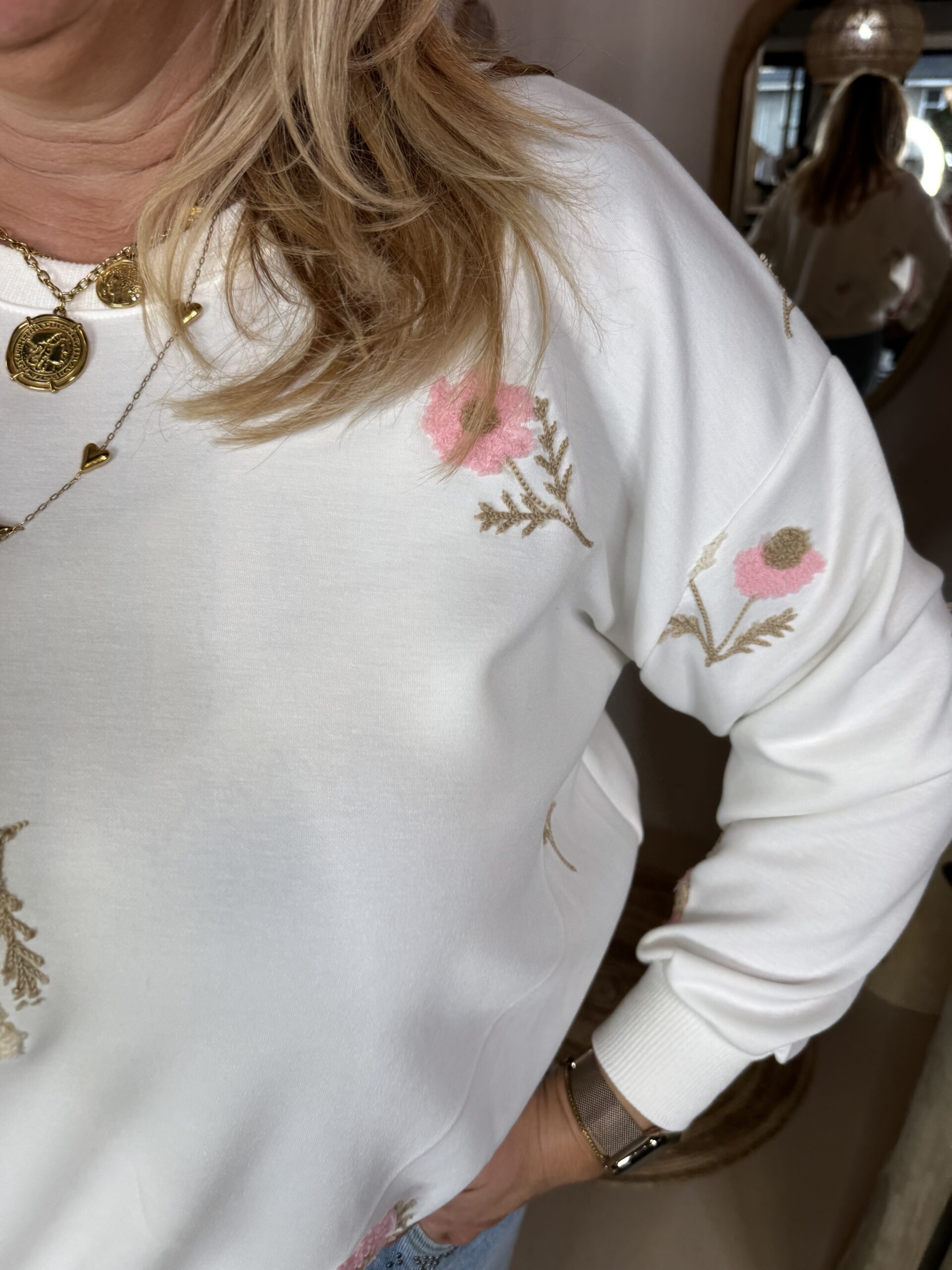 Sweater 77890 Bloemetjes Off-White - Afbeelding 2