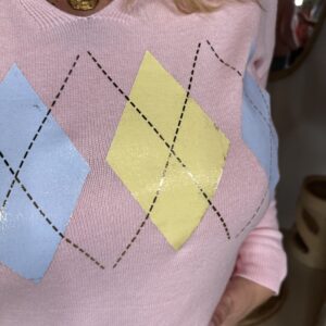 Alternative view of V-Hals Trui Dunya met Ruit 8053 Roze