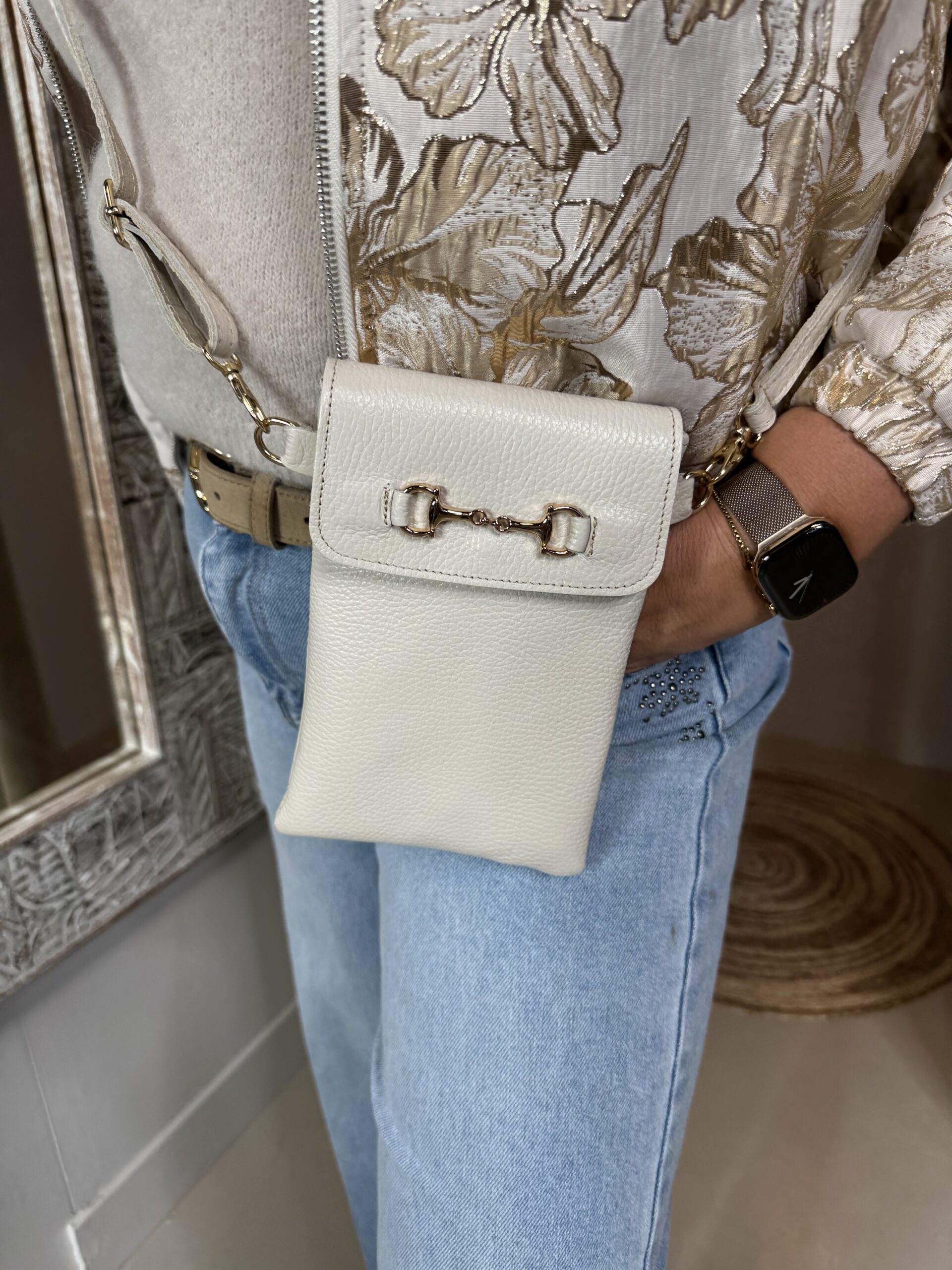 Bomber Jasje met Jacquard Dessin Beige - Afbeelding 3