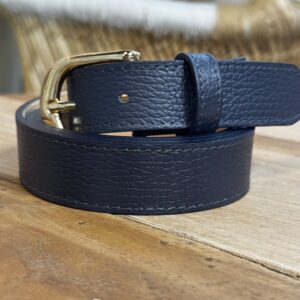 Leren Basis Riem Donker Blauw Goud
