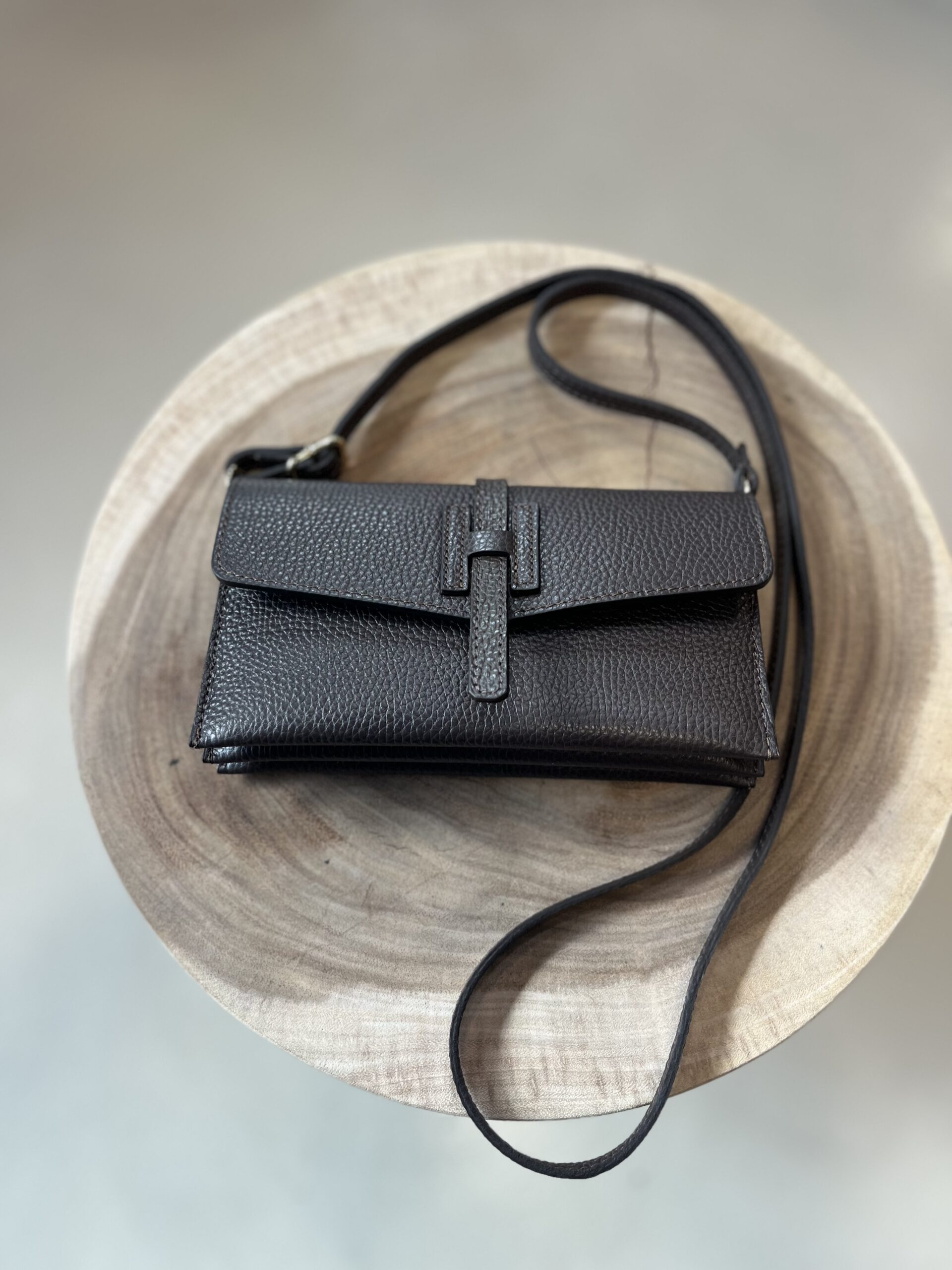 Leren Crossbody Clutch Tasje Quin Bruin