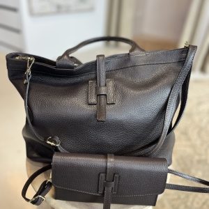 Alternative view of Leren Crossbody Clutch Tasje Quin Bruin