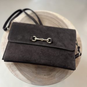 Leren Crossbody Clutch Tas Horsebit Bruin