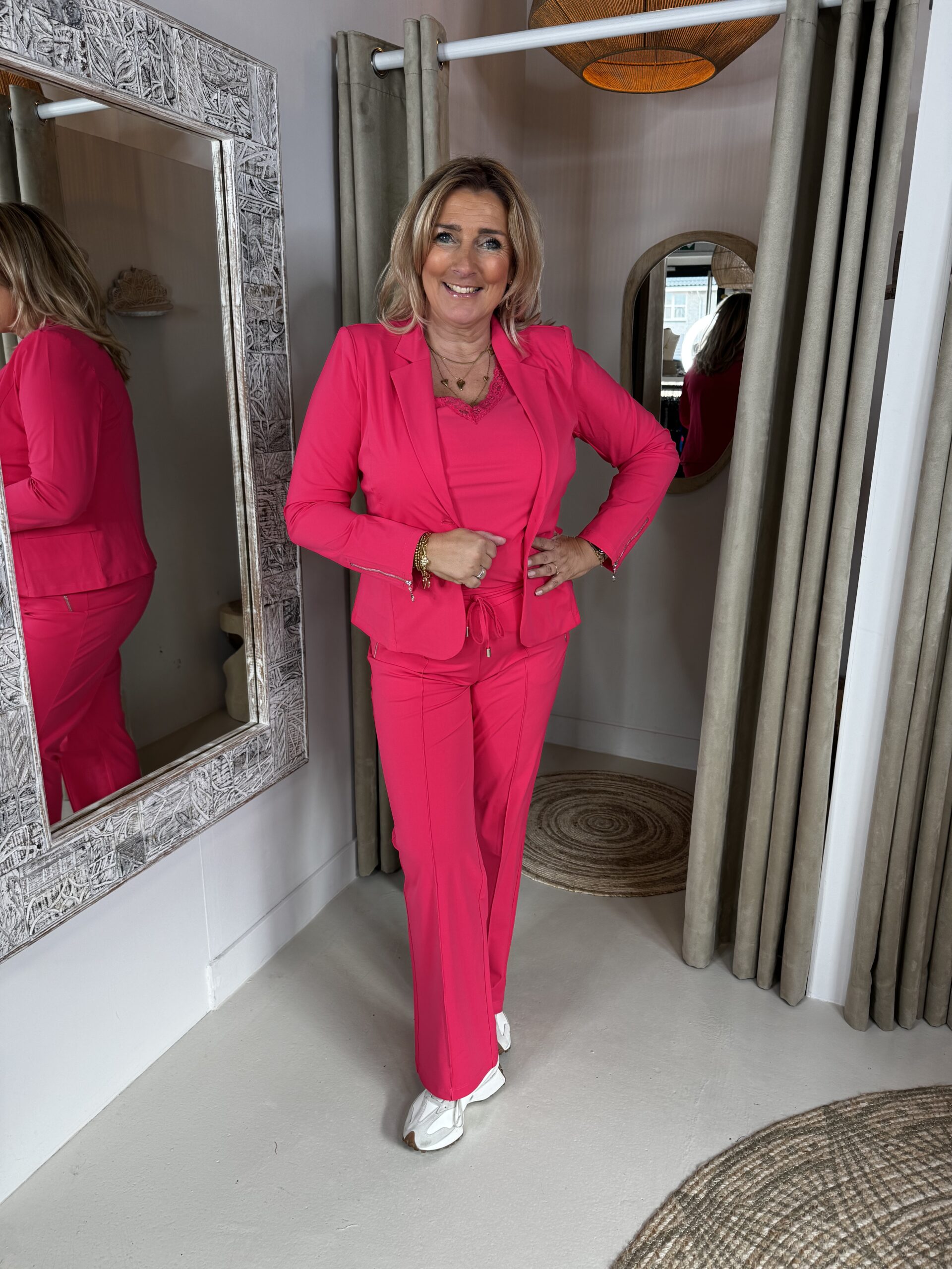 Angelle Milan Travelstof Blazer 1165 Ritsjes Pink - Afbeelding 2