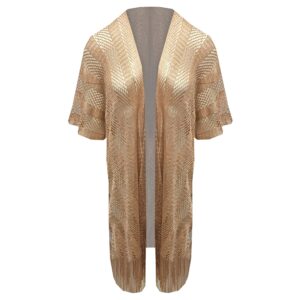 Mouwloos Gehaakt Oversized Vest Goud 102