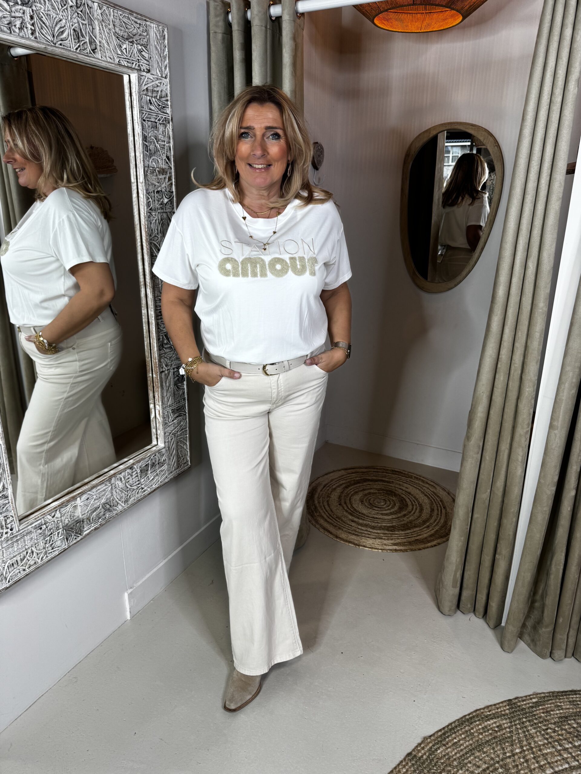 T-Shirt Amour Q1217 Zand Teddy Opdruk