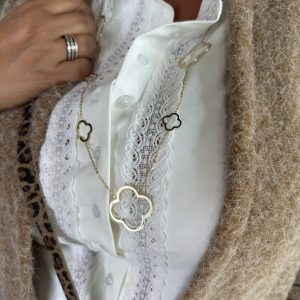 Alternative view of Lange Ketting Klaver 0223 Goud RVS