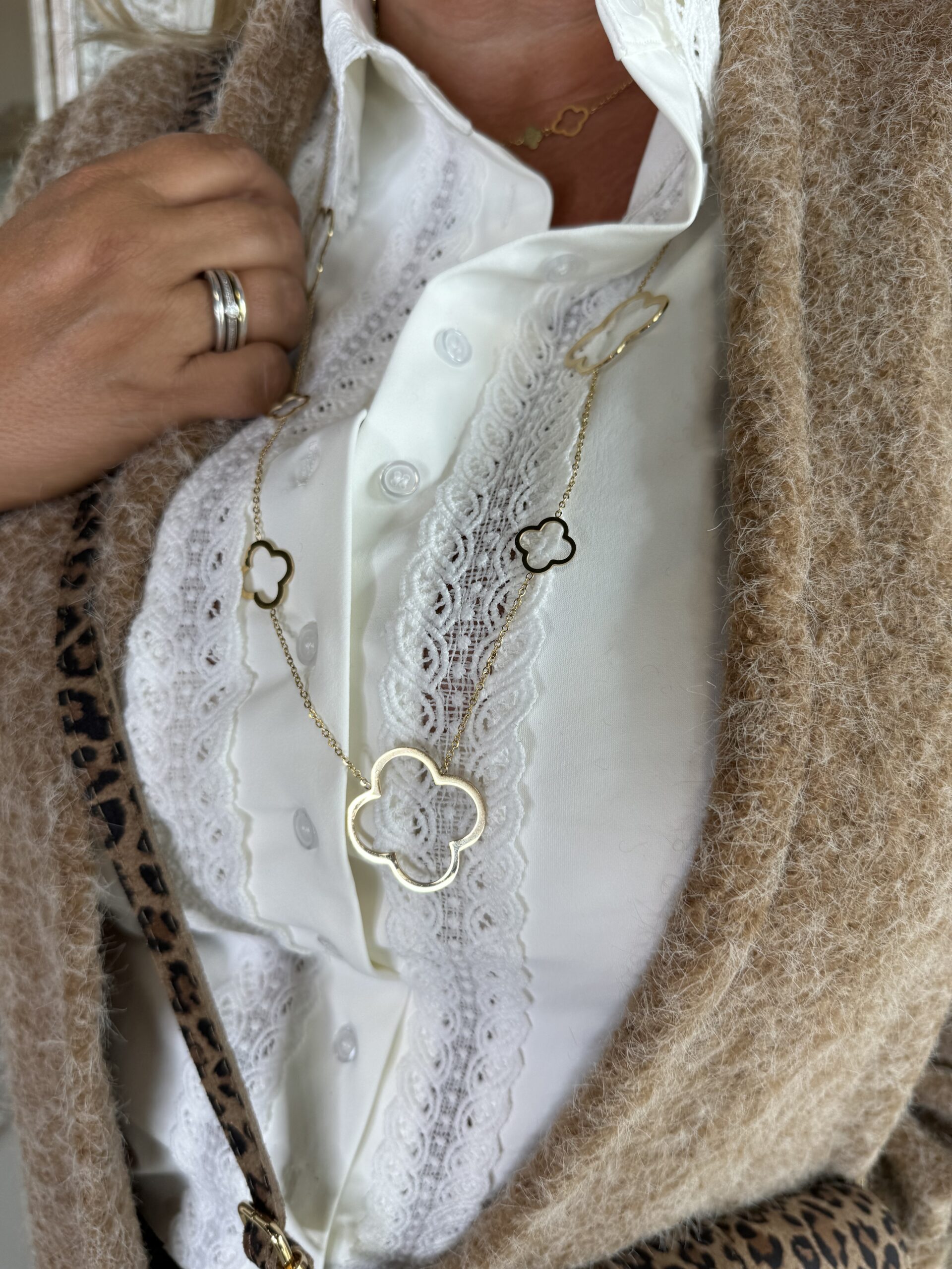 Lange Ketting Klaver 0223 Goud RVS - Afbeelding 2