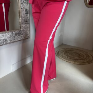 Angelle Milan Travelstof Broek met Witte Bies 1999-1 Pink