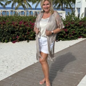 Mouwloos Gehaakt Oversized Vest Taupe 102