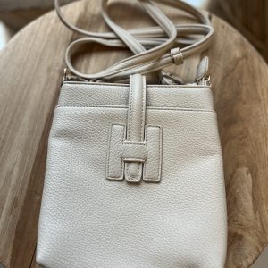 Crossbody Tas 20169 Met H-Gespdetail- Pu Leer Taupe