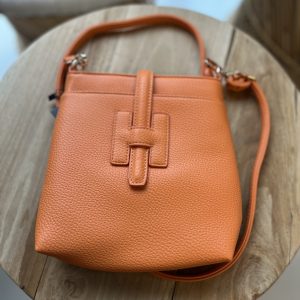 Crossbody Tas 20169 Met H-Gespdetail- Pu Leer Oranje