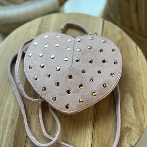 Suedine Hartjes Tas 80163 met Studs Roze