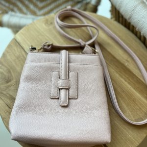 Crossbody Tas 20169 Met H-Gespdetail- Pu Leer Roze