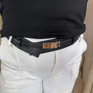 Mooie Dubbele Leren Riem Henna Zwart