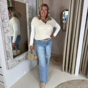 Alternative view of Triple Nine Cashmere Top 9003 met Kant Crème