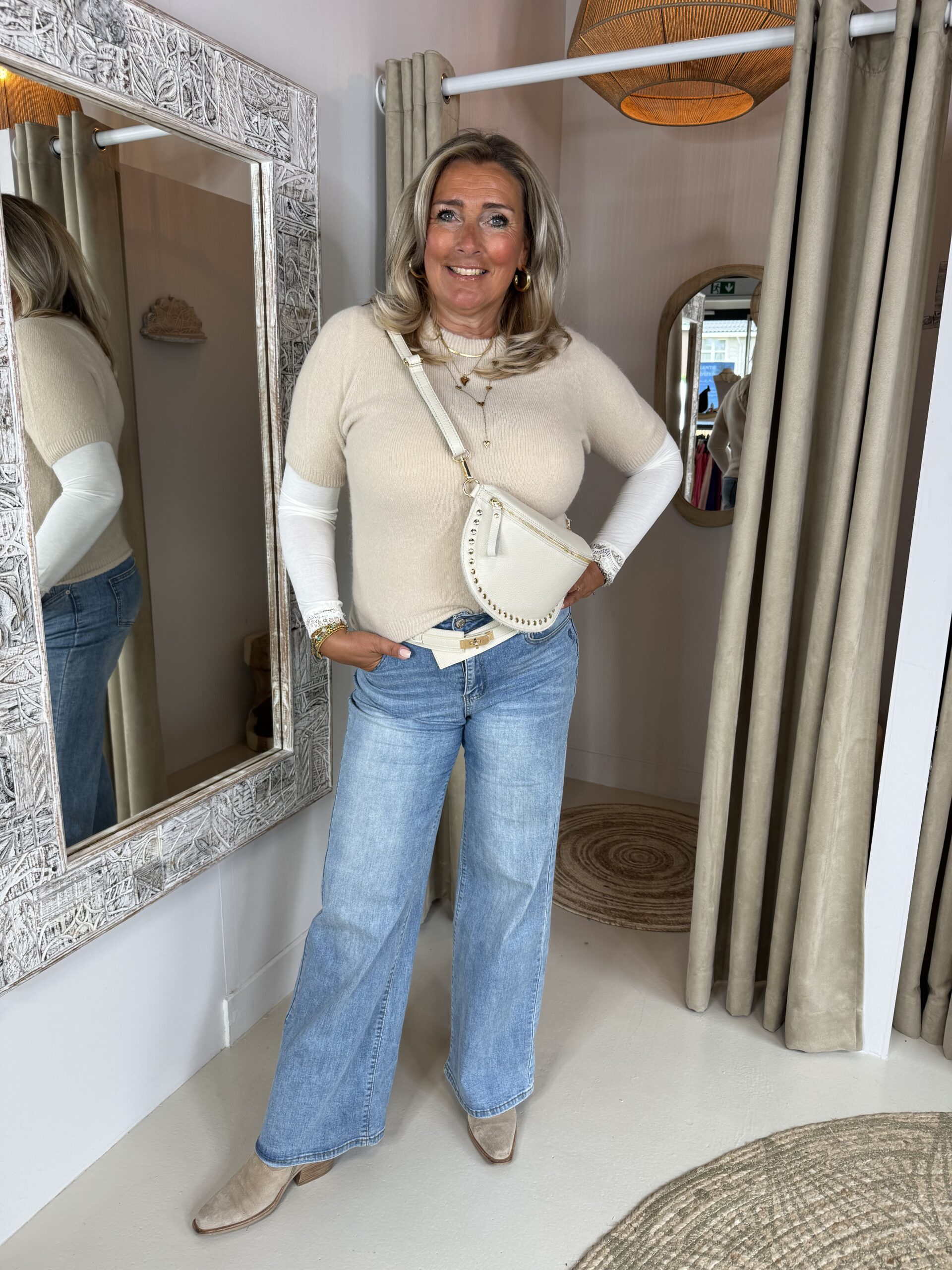 Triple Nine Cashmere Top 9003 met Kant Crème - Afbeelding 5