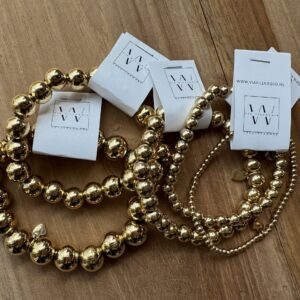 Alternative view of Armband Met Balletjes en Bloem Bedel RVS Goud 0523 3mm