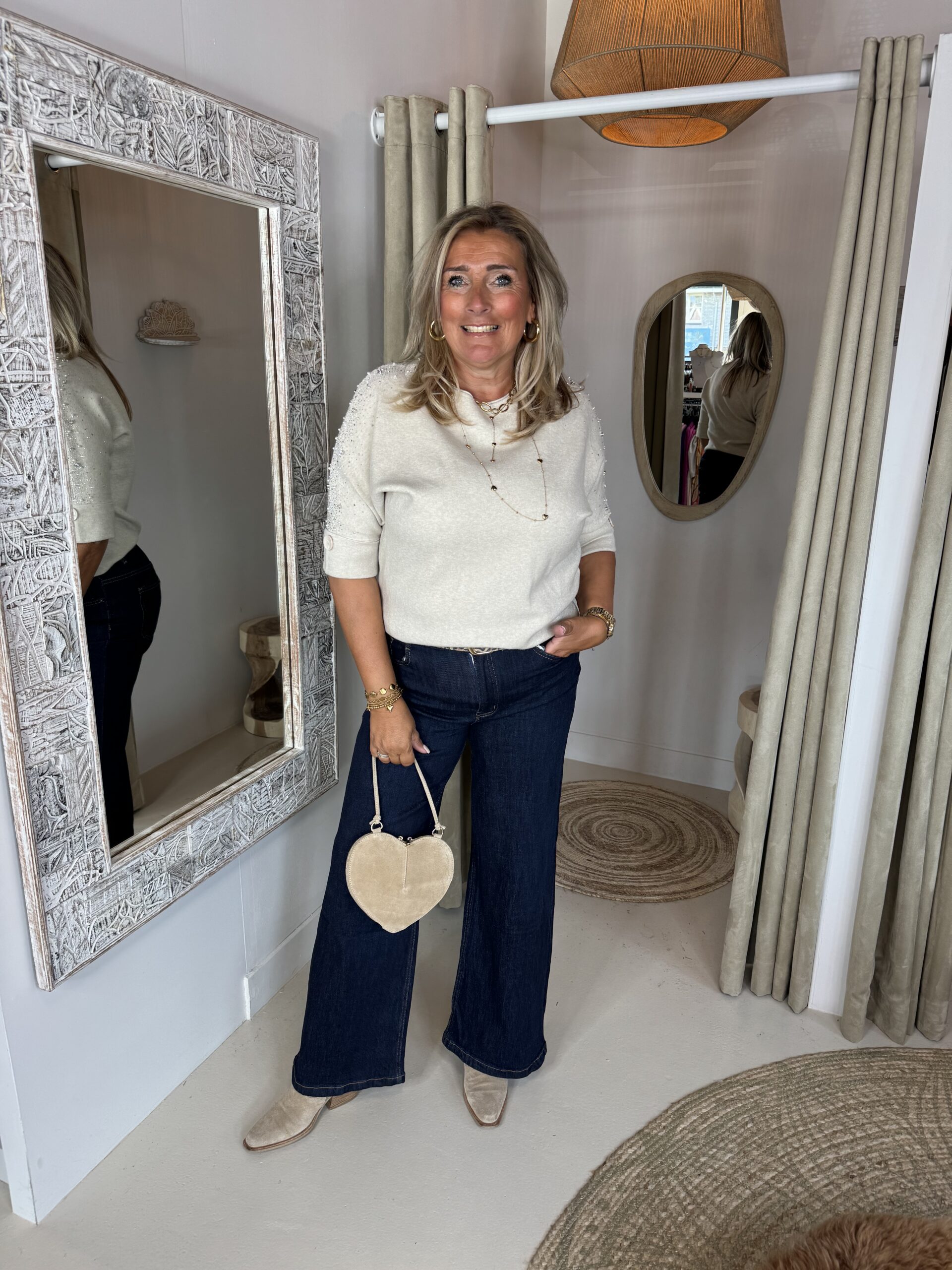 Suede tas Lamour Zand - Afbeelding 8