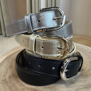 Leren Basis Riem Zwart Zilver