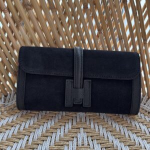 Leren met Suede Clutch en Cross Body Tas Hiba Zwart