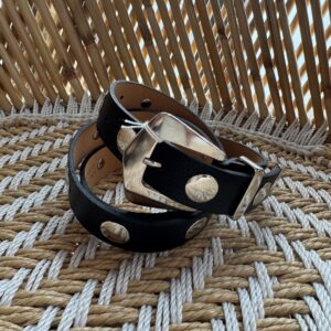 Leren Riem Met Studs Yves Zwart