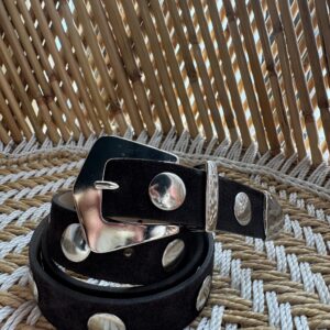 Leren Riem Met Studs Yves Donker Bruin