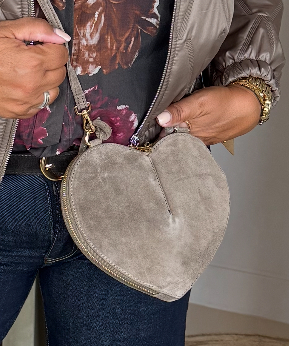 Suede tas Lamour Taupe