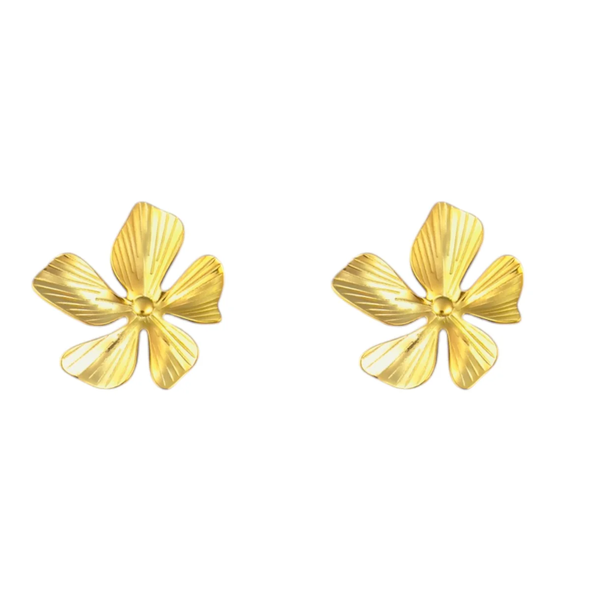 Oorbellen Statement Bloem Stainless Steel Goud - Afbeelding 2